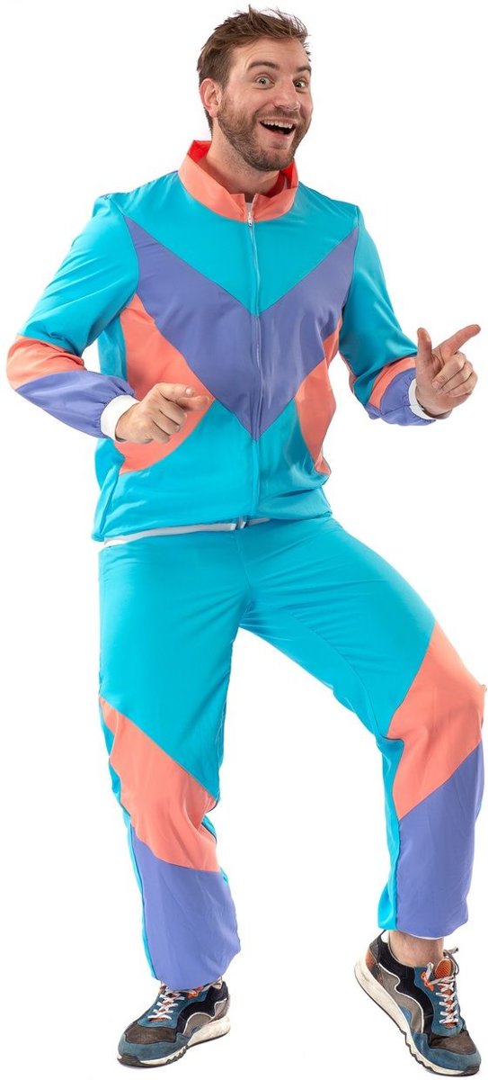 Grappig & Fout Kostuum | Fout 80s Trainingspak New Kids Jaren 80 Miguel | Man | Large | Carnaval kostuum | Verkleedkleding